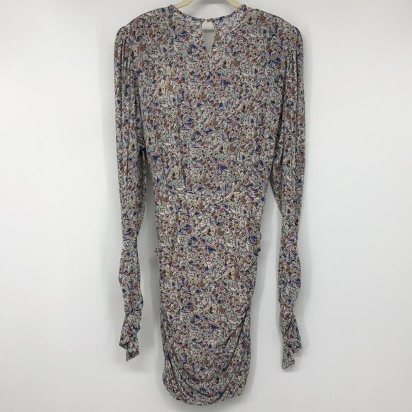 Isabel Marant NWT Ghita Printed Multi drape jersey mini dress puff shoulders 40 - Picture 5 of 16